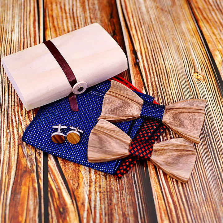 3Pcs Men's Classic Simple Wooden Bow Tie Set