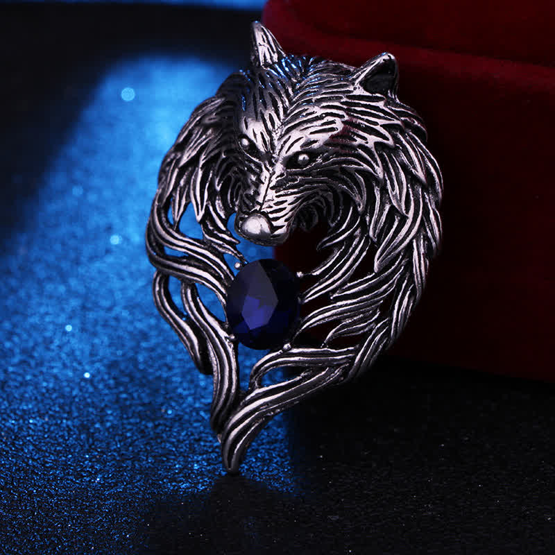 Men's Legend Wolf Head Brooch