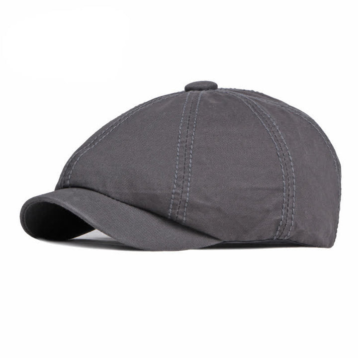 Casual Solid Color Cotton Daily Beret Cap - Gray - Adjustable (about 21 5/8"-23 5/8") - image 4
