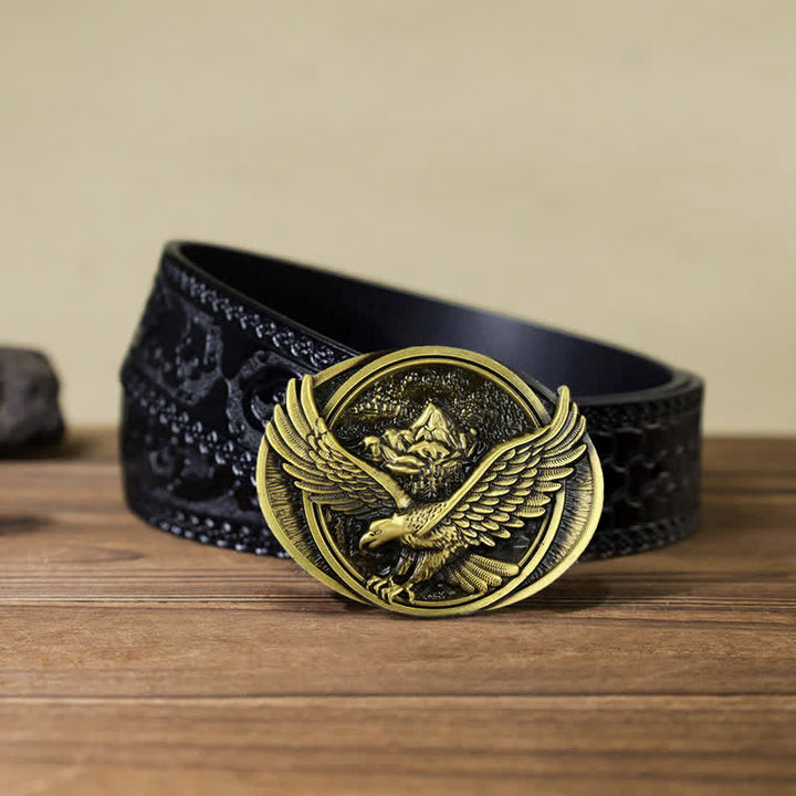 Men's DIY Domineering Flying Eagle Buckle Leather Belt