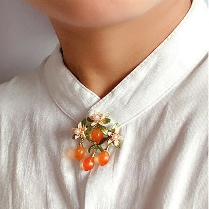 Women's Pastoral Orange Fruit Berry Brooch