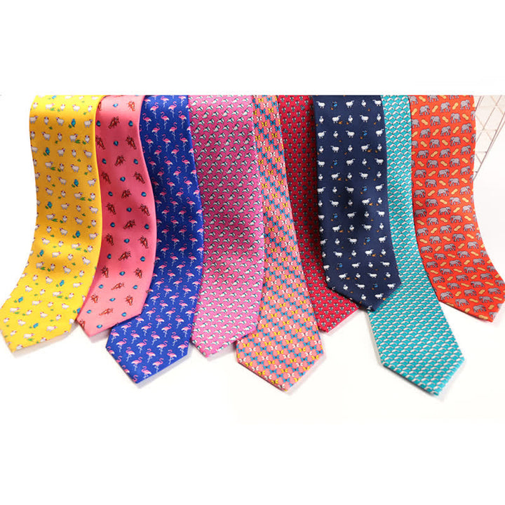 Men's Dancing Animal Motifs Pure Silk Necktie - image 1