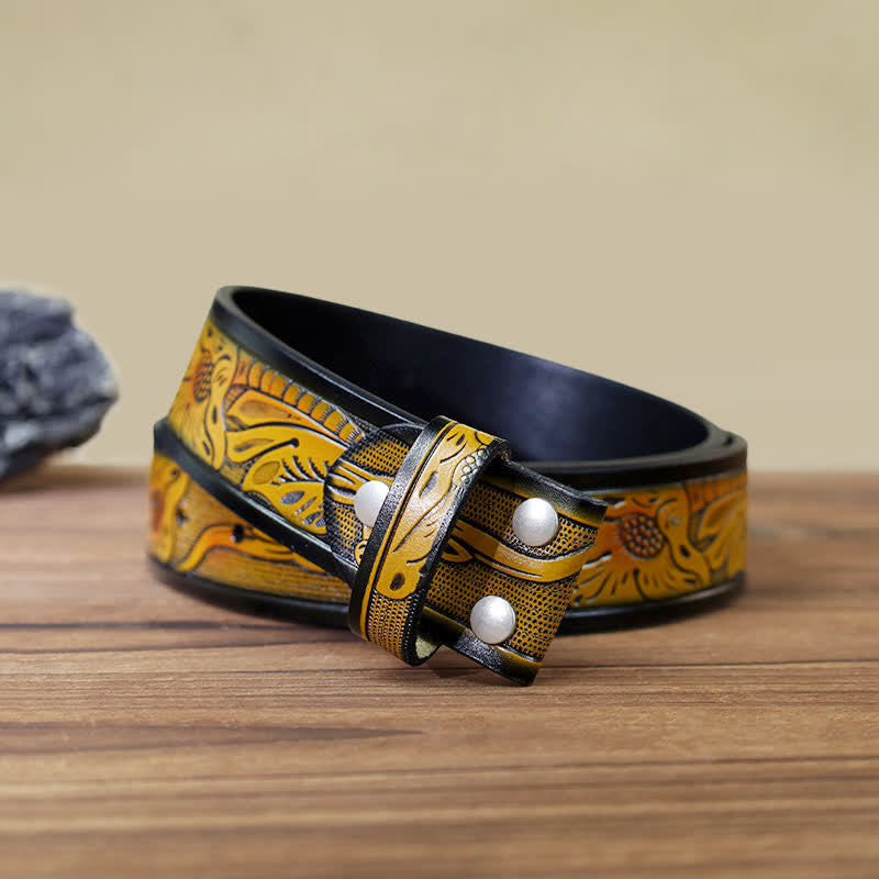 Men's DIY Vivid Wolf Head Buckle Leather Belt