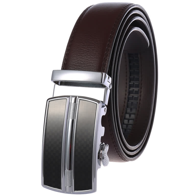 Men's Simple Hollow Automatic Buckle Leather Belt - Brown #3 - 46 - image 9