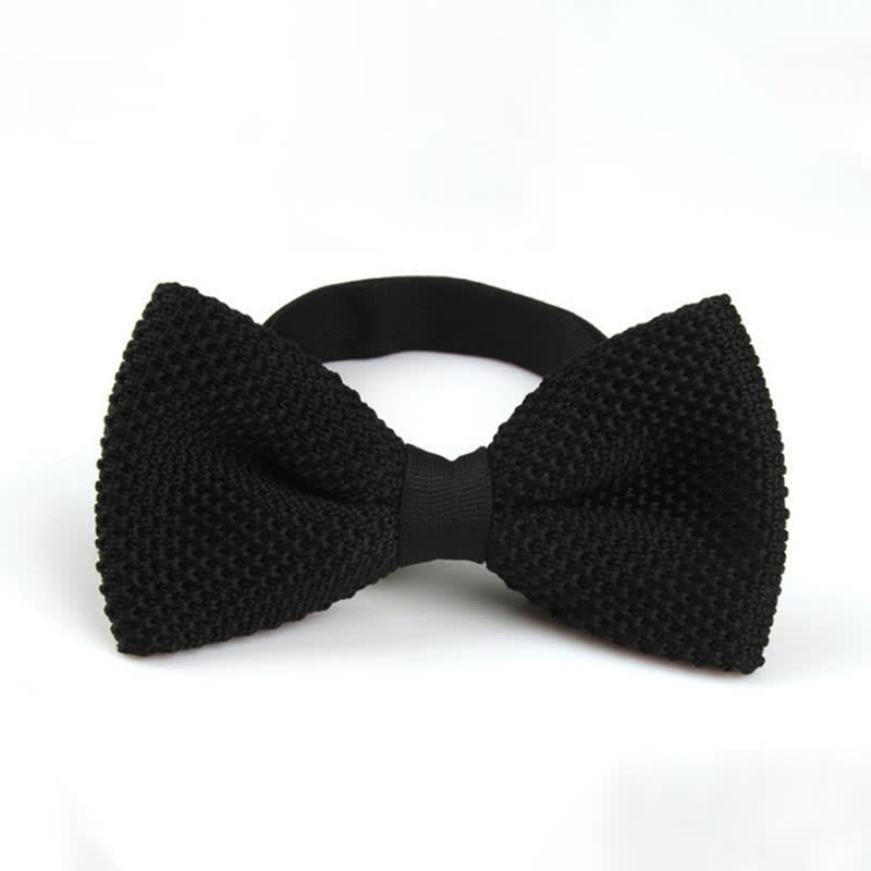 Men's Solid Color Double Layer Knitted Bow Tie