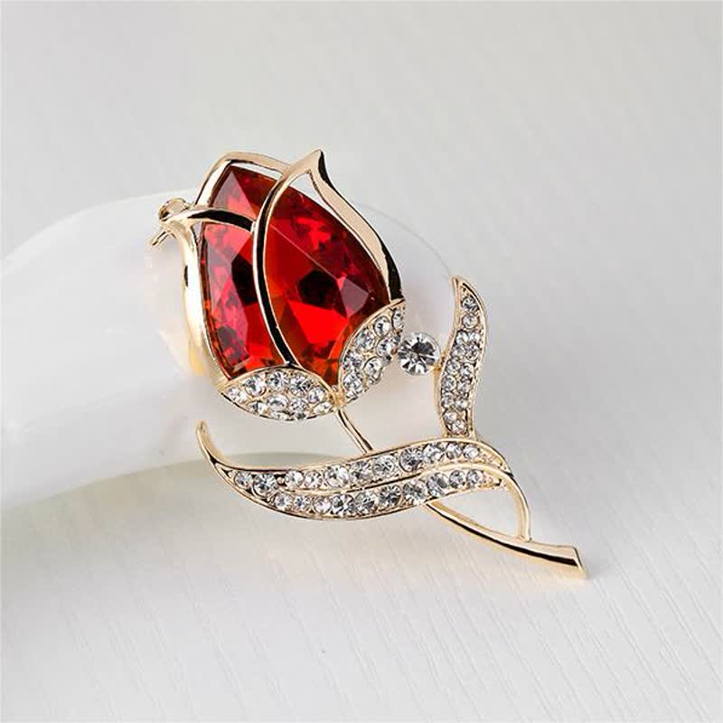 Women's Shining Crystal Tulip Brooch