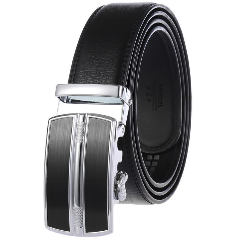 Men's Simple Hollow Automatic Buckle Leather Belt - Black #2 - 46 - image 6