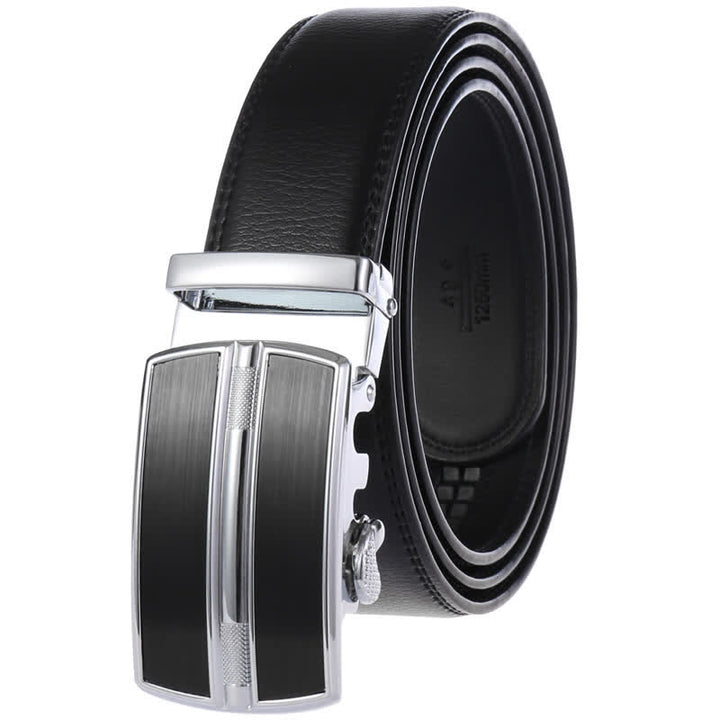 Men's Simple Hollow Automatic Buckle Leather Belt - Black #2 - 46 - image 6