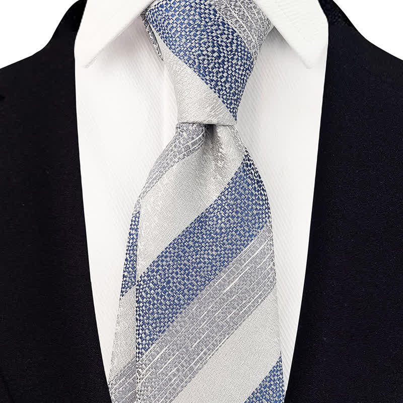 Men's Wide Block Multi Striped Necktie