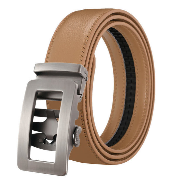 Men's Simple Hollow Automatic Buckle Leather Belt