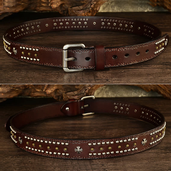 Unisex Rock Style Cross Rivet Studded Decor Belt