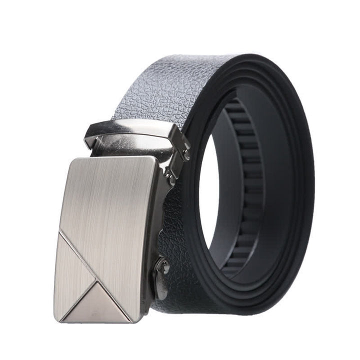 Men's Business Automatic Buckle Black Leather Belt - Style #9 - Silver - 42 - image 18