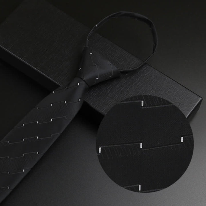 Men's Black-Gray Zipper Tie Classic Necktie - Black Dots - image 4