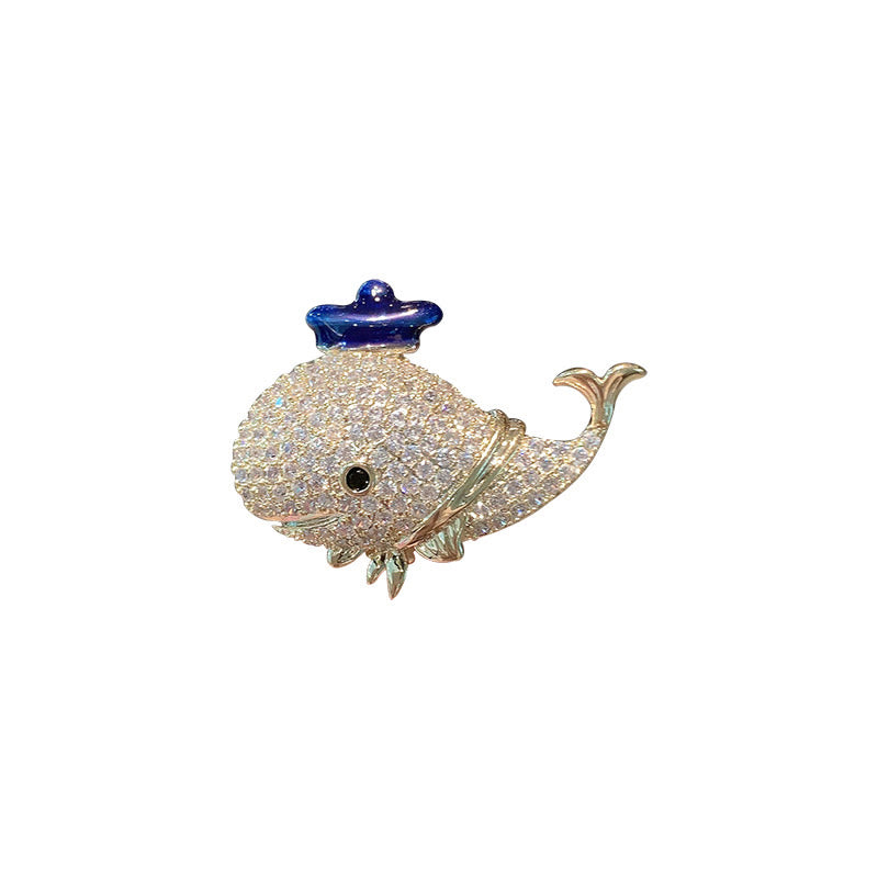 Women's Marine Rhinestone Whale Brooch