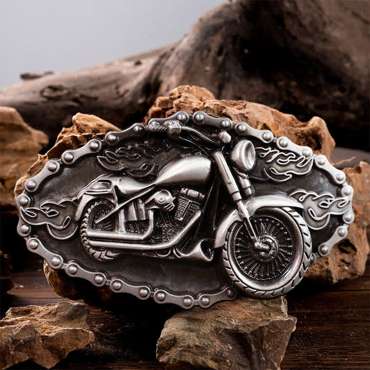 Men's DIY Locomotive Motorcycle Buckle Leather Belt