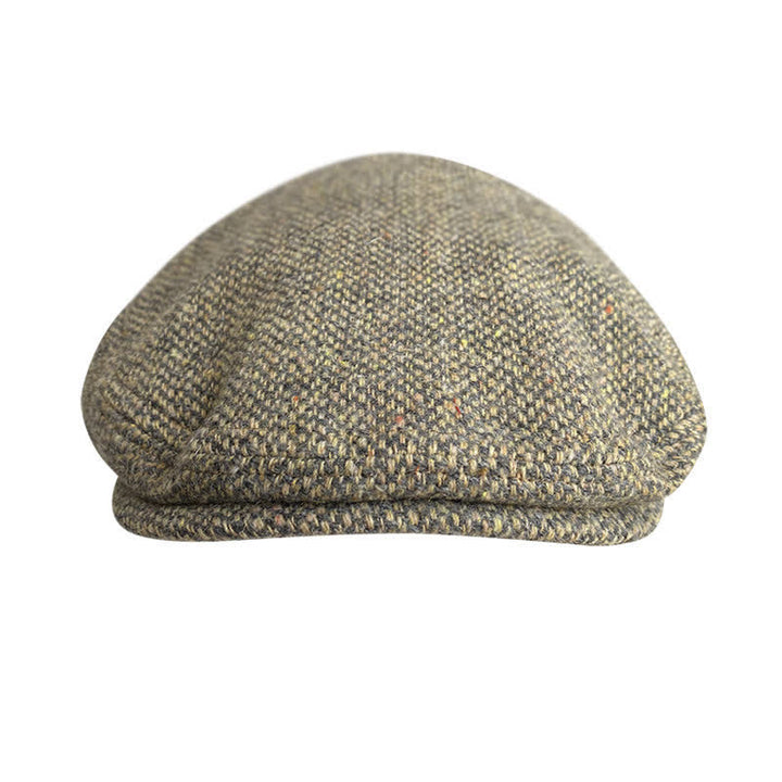 Tweed Herringbone Plaid Beret Flat Cap