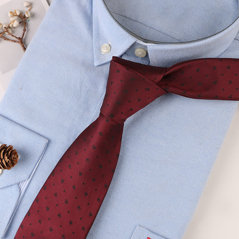 Men's Vintage Geometric Floral Motifs Necktie - Burgundy Dot - image 5