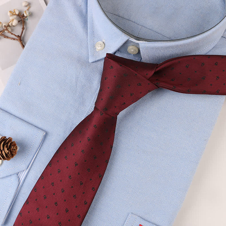 Men's Vintage Geometric Floral Motifs Necktie - Burgundy Dot - image 5