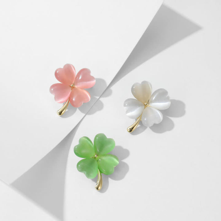 Women's Lucky Four-Leaf Clovers Brooch