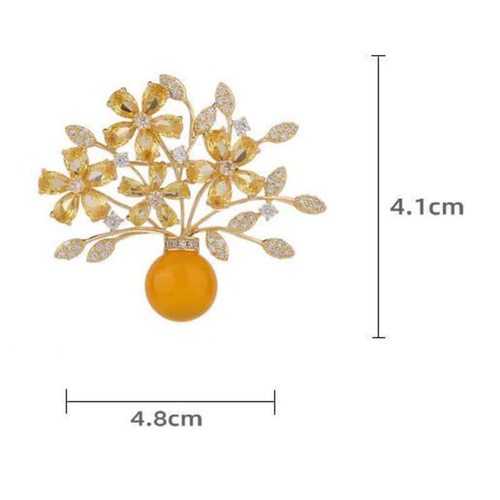 Women's Flower Bouquet Vase Brooch - image 4