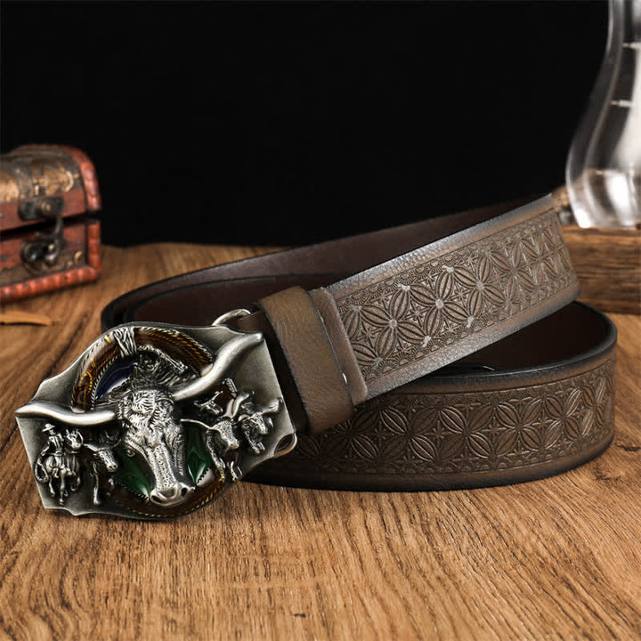 Men's Domineering Bull Head Leather Belt