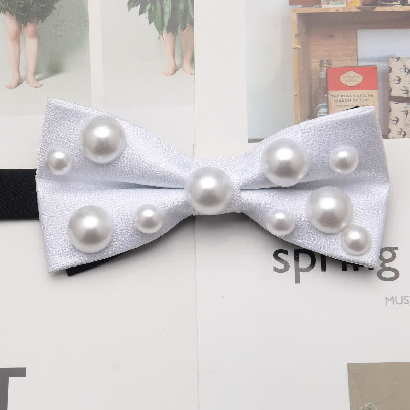 Artificial Pearls Dancing Party Bow Tie - White - image 1