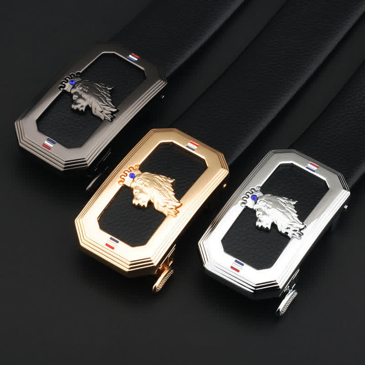 Men's DIY Lion King Automatic Buckle Leather Belt