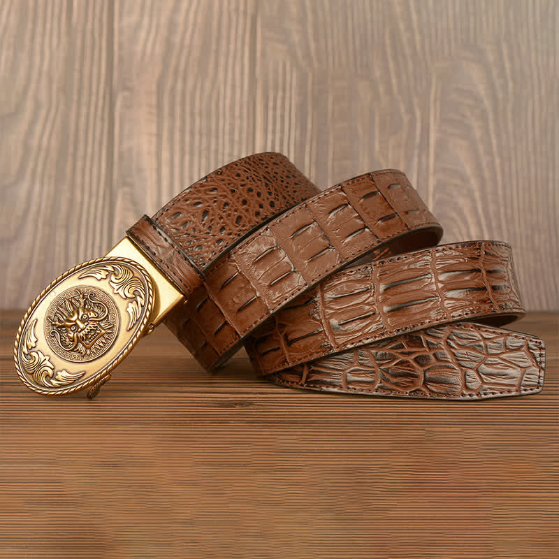 Men's Dragon Head Crocodile Pattern Leather Belt