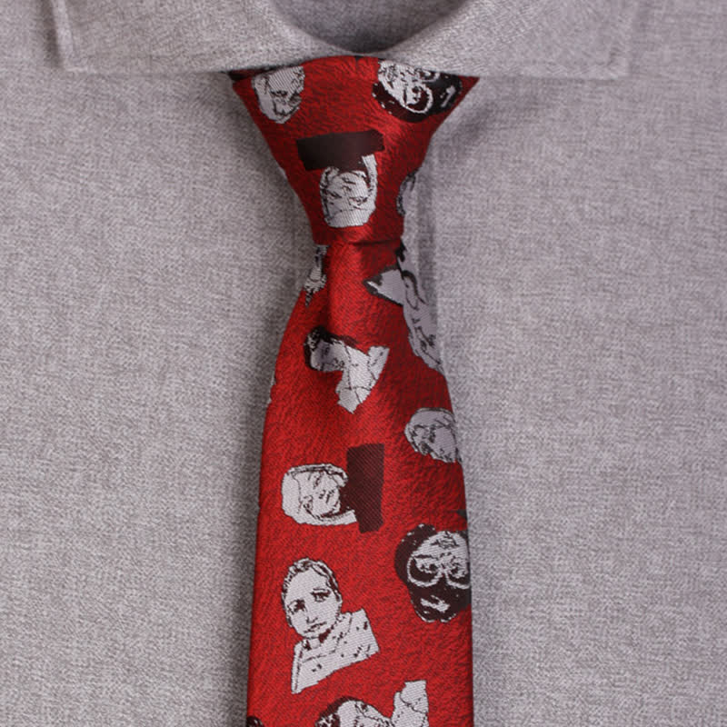 Men's Crimson Art Head Portrait Necktie