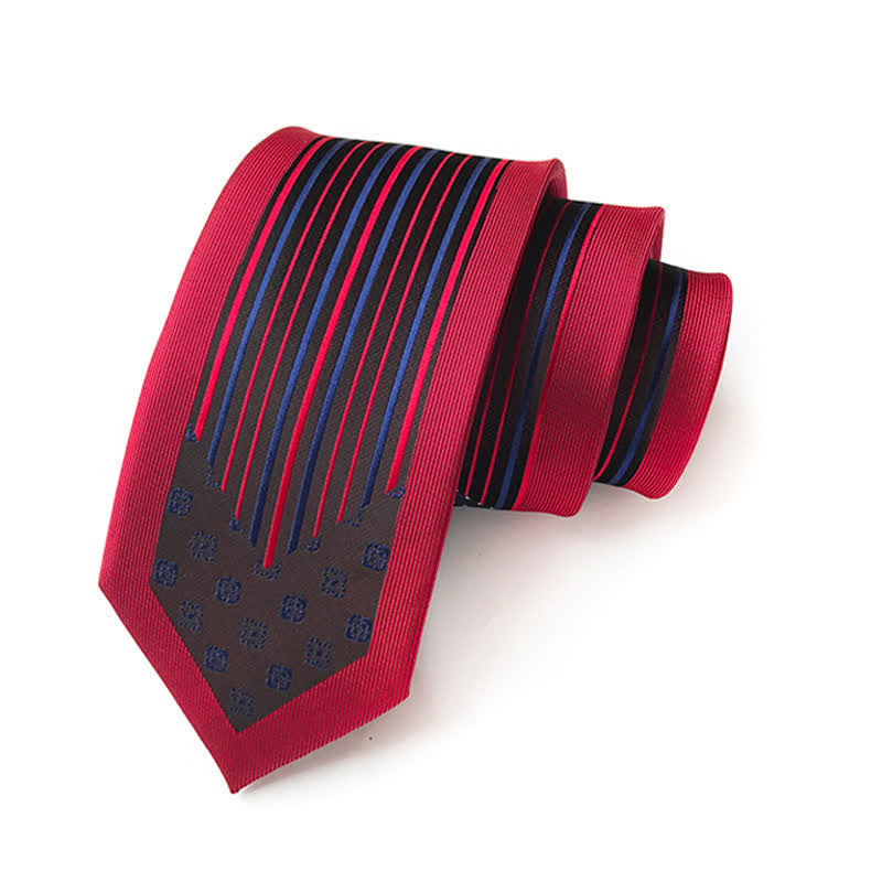 Men's Collision Inspire Paisley Floral Striped Necktie - Red & Navy - image 3
