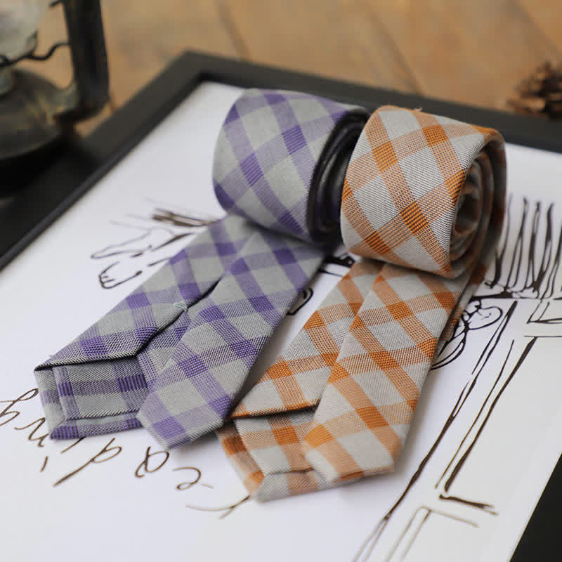 Men's Preppy Style Two-Tone Plaid Necktie - image 0