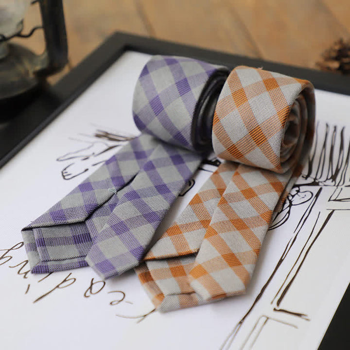 Men's Preppy Style Two-Tone Plaid Necktie - image 0