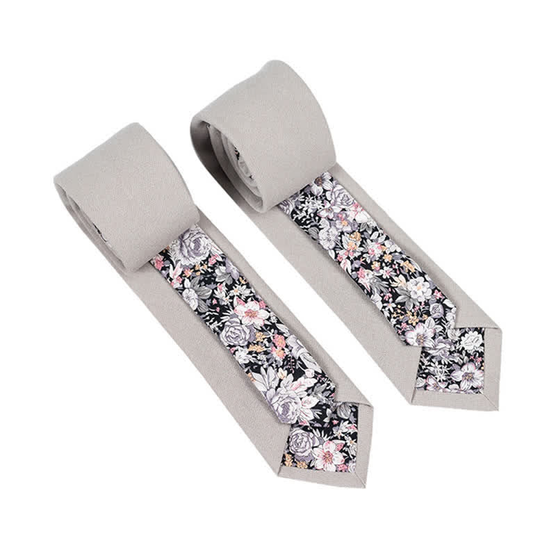 Men's Novel Plaid Floral Patchwork Necktie - Gainsboro - image 6
