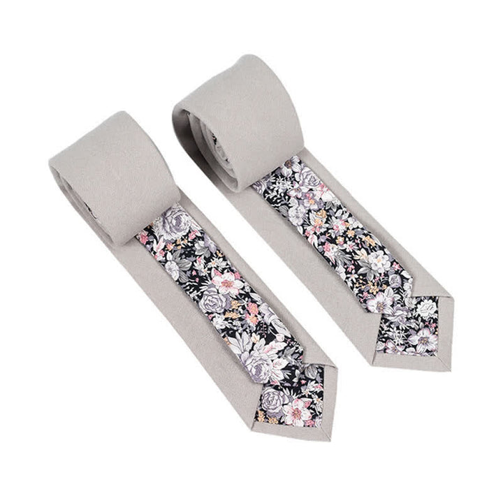 Men's Novel Plaid Floral Patchwork Necktie - Gainsboro - image 6
