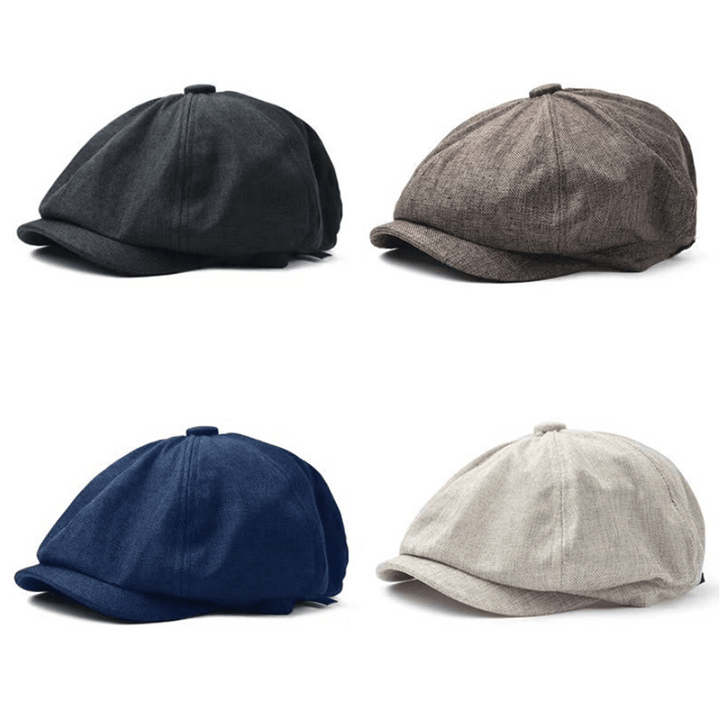 Casual Breathable Linen Octagonal Beret Cap