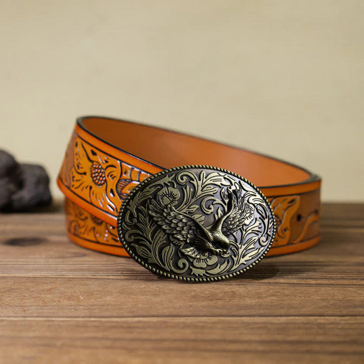 Men's DIY Animal Flying Eagle Buckle Leather Belt