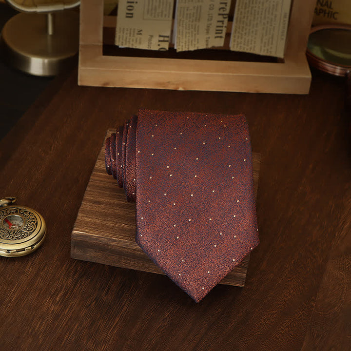 Men's Modern Micro Polka Dots Necktie - Dark Red - image 2