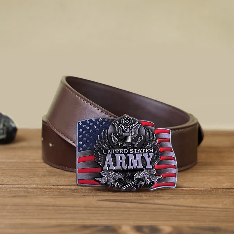 Men's DIY United States Army Buckle Leather Belt