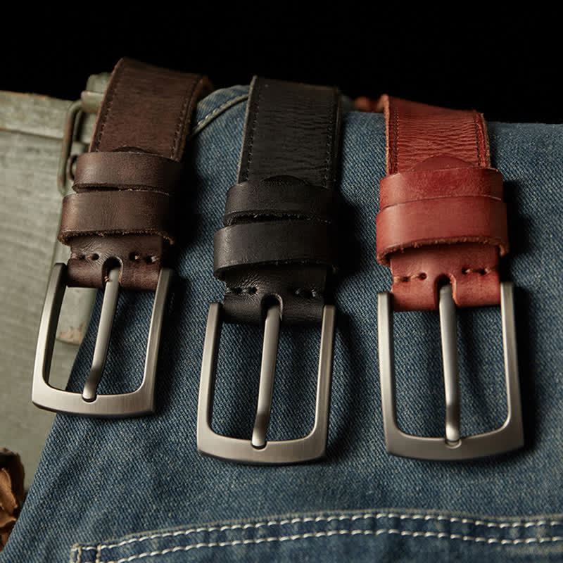 Men's Classic Textured Cowboy Leather Belt - image 1
