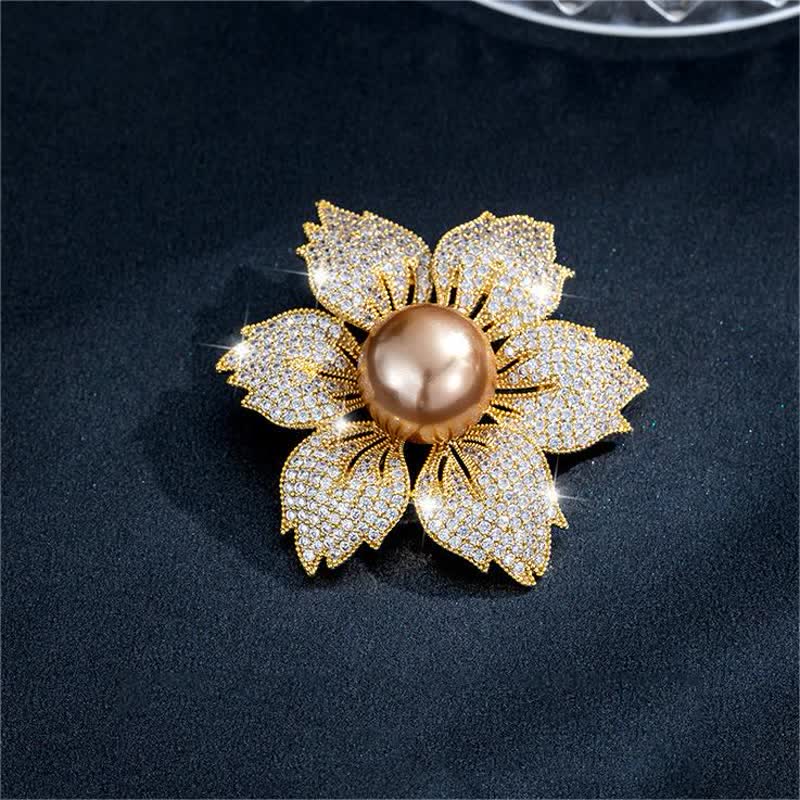 Women's Bright Pearl Luxury Bauhinia Brooch