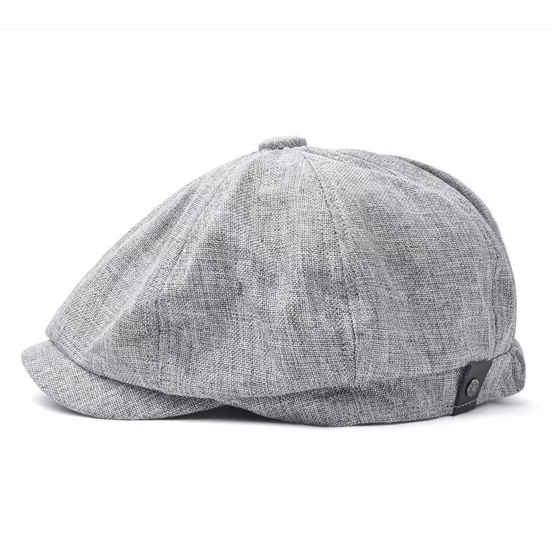 Casual Breathable Linen Octagonal Beret Cap