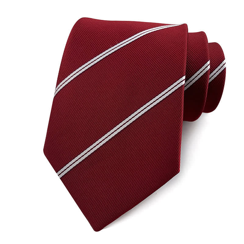 Men's Traditional Repp Striped Office Necktie - Burgundy - image 5