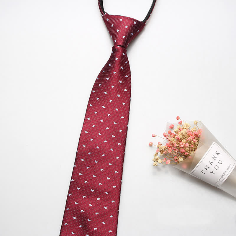 Men's Trendy Micro Paisley Zipper Tie Necktie - Red - image 4