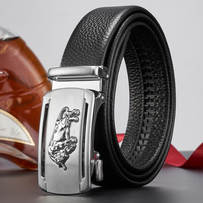 Men's Fierce Cattle Bull Automatic Buckle Leather Belt