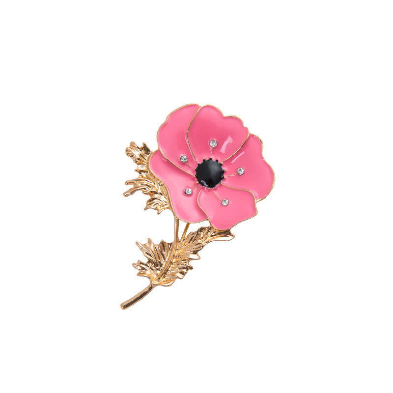 Women's Vintage Oil Painting Poppy Brooch