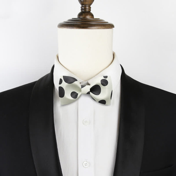 Men's Dairy Cattle Ivory & Black Polka Dot Bow Tie