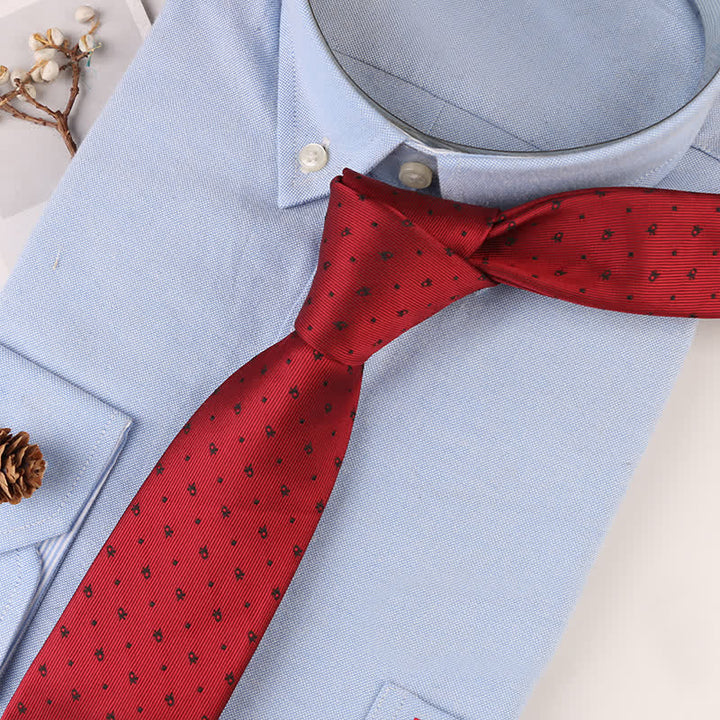 Men's Vintage Geometric Floral Motifs Necktie - Red Dot - image 6