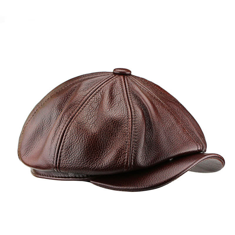 Painter Cowhide Leather Gatsby 8 Panel Beret Cap