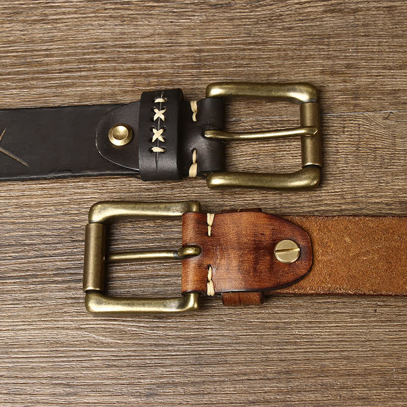 Men's Vintage Fancy Carving Leather Belt - image 2