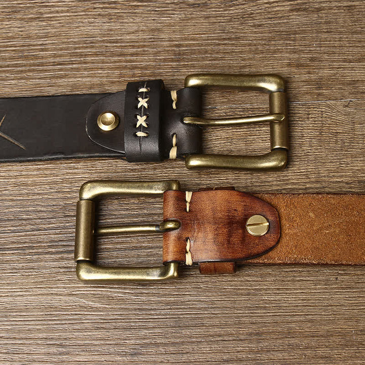 Men's Vintage Fancy Carving Leather Belt - image 2